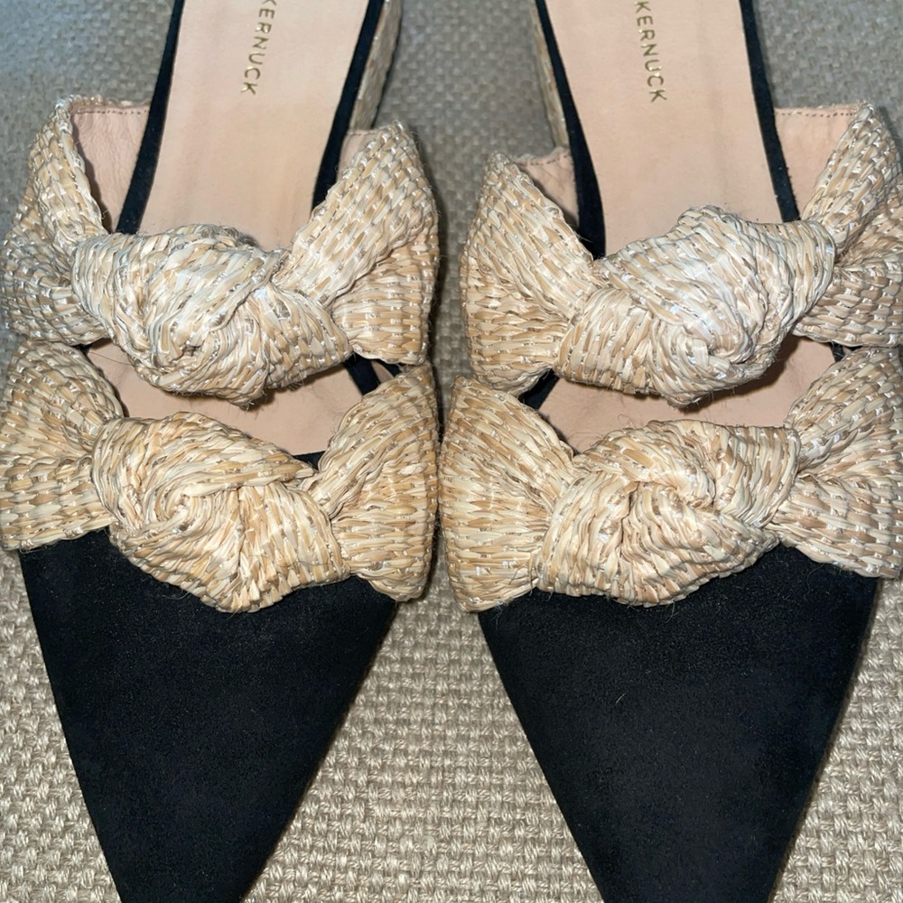 Tuckernuck Black Suede/Raffia Lucia Wedge 10